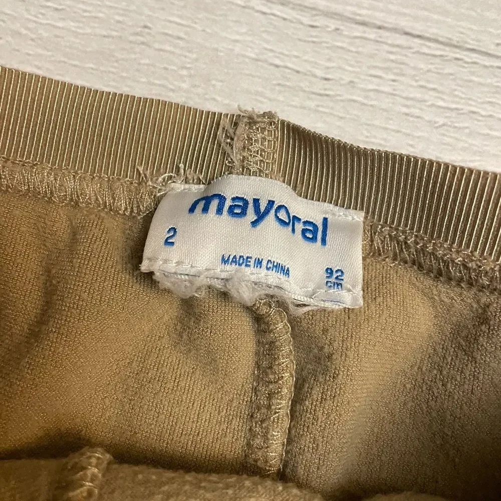 Mayoral girls‎ red and gold velour leggings size 2